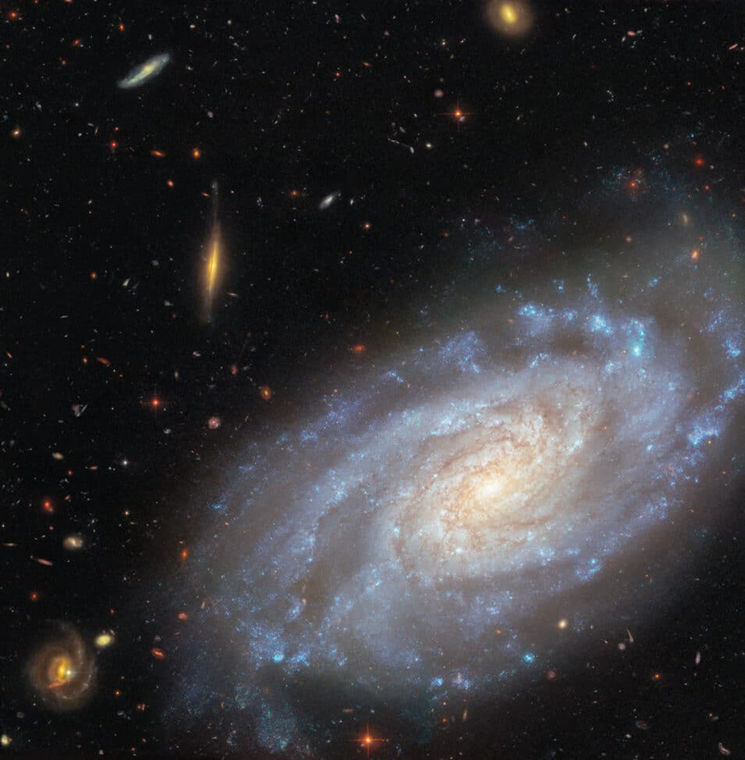 Figuur 1. Het spiraalstelsel NGC 3370, vastgelegd door de Hubble ruimtetelescoop. Bron: ESA/Hubble & NASA, A. Riess, K. Noll.
